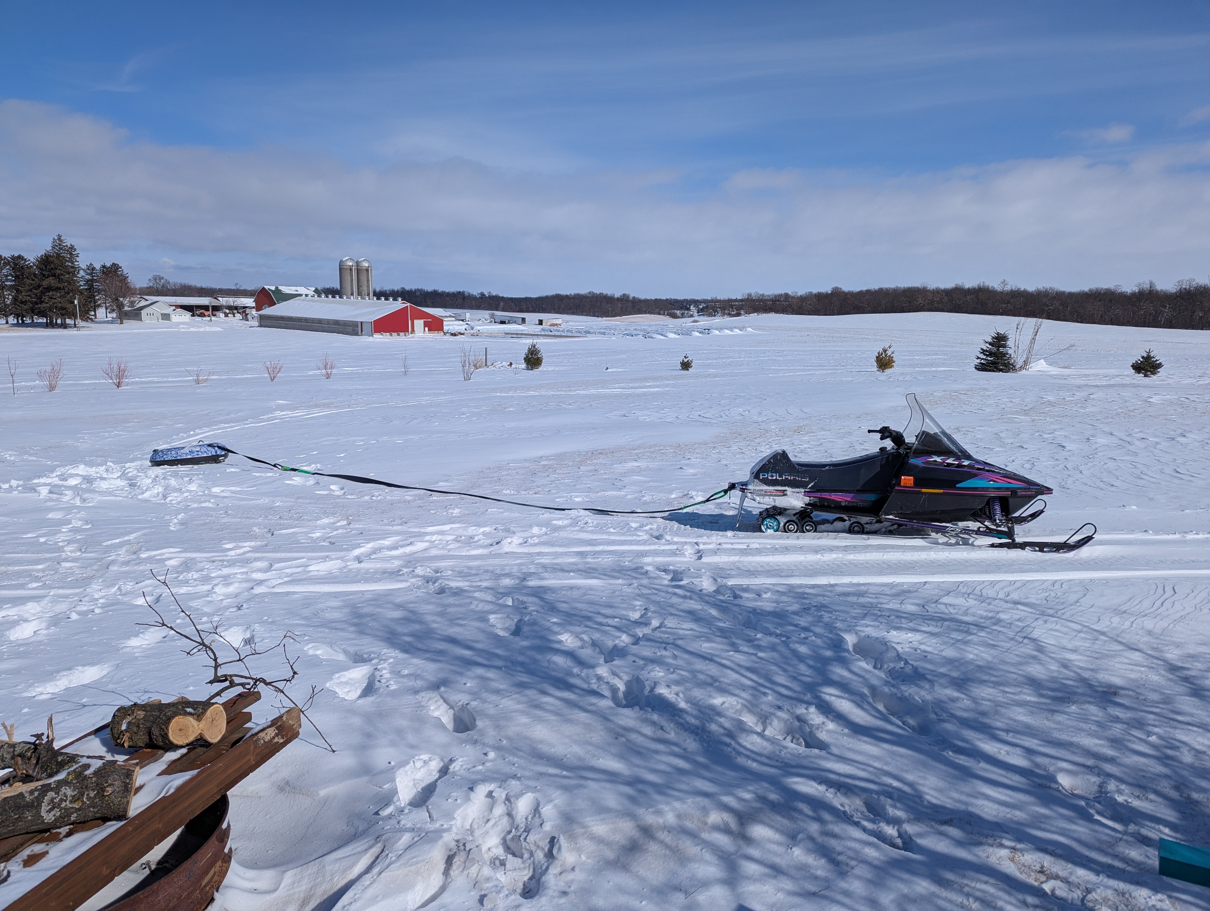Snowmobile and tube fun